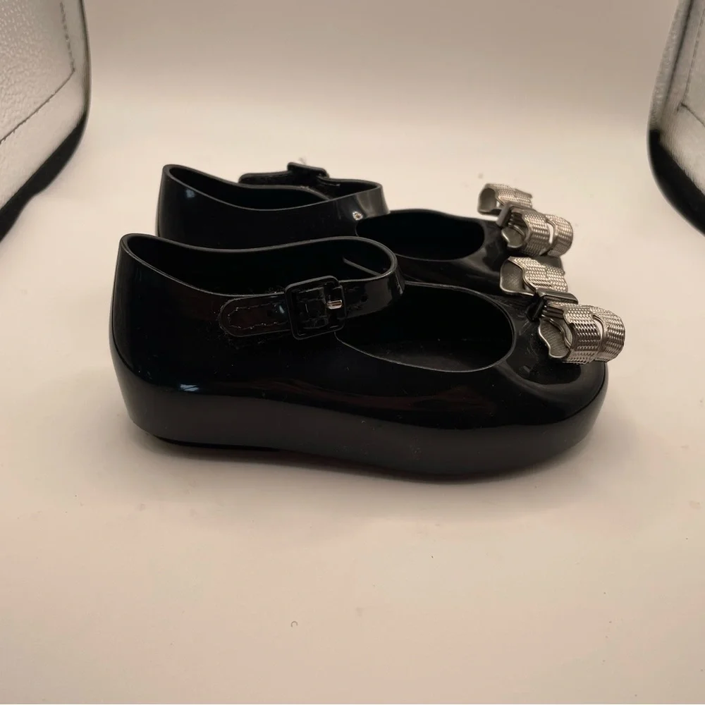 Mini Melissa girls black jelly flats size 7C